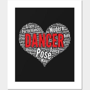 Dance Heart Shape Word Cloud Design for Dancer print Posters and Art